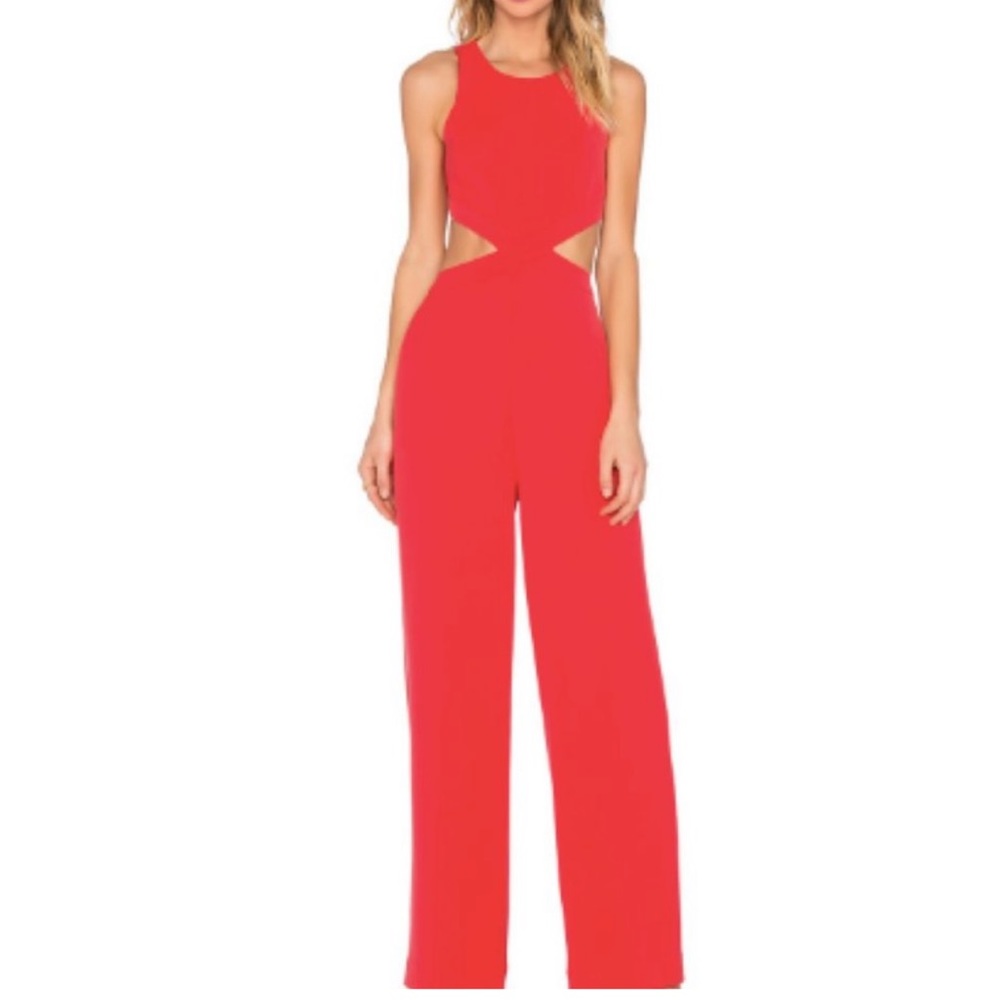 BCBGMaxazria Emjay Jumpsuit Berry Red Small Cut Out